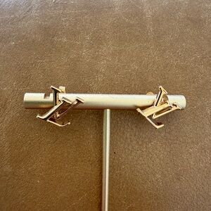 Louis Vuitton Gold Designer Logo Earrings